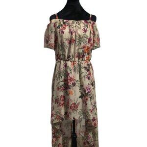 AUW Floral Off Shoulder High Low Floral Flowing Dress Women's XL